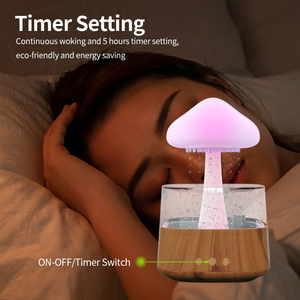 Humidificador de Aire con Luz Ambiental de 7 Colores, Decoración para el Hogar, Recargable, <span class=keywords><strong>Cascada</strong></span> Relajante con Ruido Blanco y Efecto Nube de Lluvia - Product Image 3