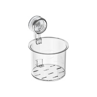 Boîte de rangement à ventouse PET sans perçage, trous de drainage, étanche, facile à nettoyer, pour le mur de la salle de bain, pour ranger les petits objets, les brosses à dents