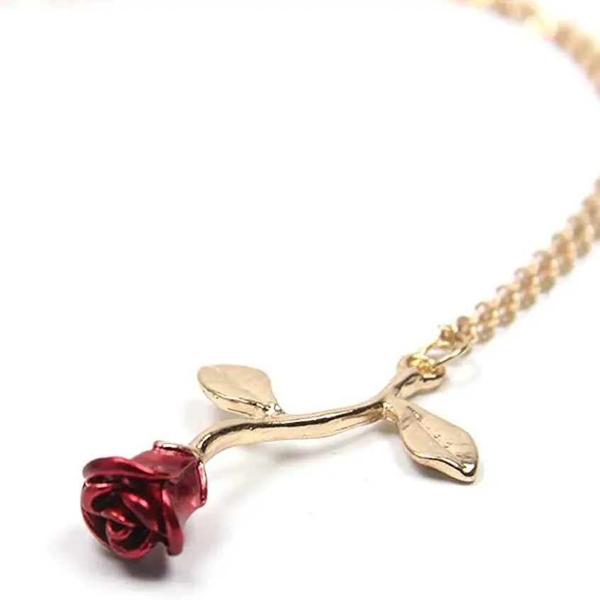 BINSHUO 18 Karat Gold und Silber Halsketten Frauen personal isierte lange Halsketten für Frauen Gold Halskette Rose Anhänger
