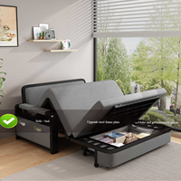 Sofá Cama Plegable Multifuncional Runwood con Estructura Metálica Moderna y Almacenamiento para Apartamento, Dormitorio, Hotel, Sala de Estar