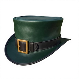 Leather Top <b>Hat</b> with Gold Buckle <b>Band</b> Male Formal Casual Outdoor Adjustable 56-58CM Adult Winter Style - Product Image 3