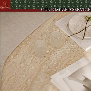 Mesa de Centro de Travertino GOLDKING para Sala de Estar, Mesa de Piedra Beige Natural, Muebles Modernos de Diseño Personalizado con Servicio OEM/ODM - Product Image 4