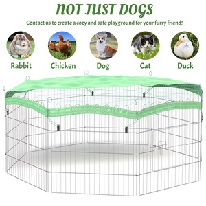 Corralito de alambre de metal para mascotas para conejos, cachorros, gatos, perros, valla plegable para perros al aire libre con cubierta superior - Product Image 5