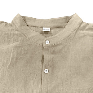 Camicie Casual da <span class=keywords><strong>Uomo</strong></span> in <span class=keywords><strong>Lino</strong></span> Traspirante a Maniche Lunghe con Colletto alla Coreana in Tinta Unita Stile Cinese Moderno - Product Image 4