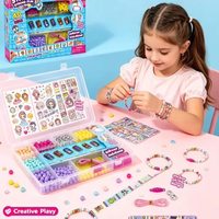 Kit de Fabricación de Pulseras con Cuentas y Pegatinas Holográficas, Juego de Manualidades de Joyería para Niños, Juguete Creativo Hecho a Mano, Regalo para Niñas de 6 Años en Adelante