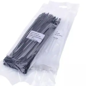 Plastik zip kravat onaylı CE ROHS UV dayanıklı siyah renk kravat/kendinden kilitli naylon 66 kablo bağları