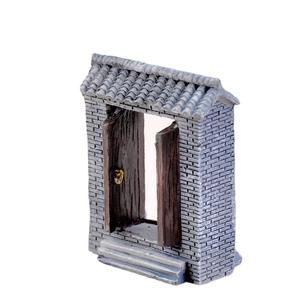 ของตกแต่งประตู (แบบเปิด) ลายไมโครแลนด์สเคป วัสดุเรซิ่นสีน้ำเงิน ลายอิฐและกระเบื้อง พร้อมต้นไม้สีเขียว วีเจ มอส - Product Image 1