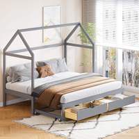 Lit extensible moderne en bois massif pour enfants, avec tiroirs et sommier à lattes, lit de rangement en pin