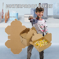 Boîtes pliables en papier kraft biodégradable imperméable pour les repas à emporter, les salades, les nouilles, les emballages de restauration rapide