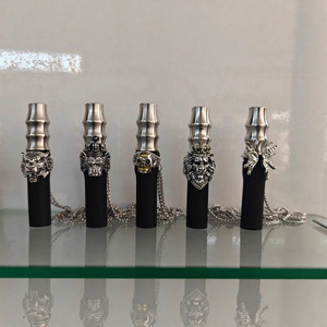 Embout de chicha Erliao en métal et silicone, accessoire de fumage tendance en forme de démon et d'animal avec chaîne - Product Image 1