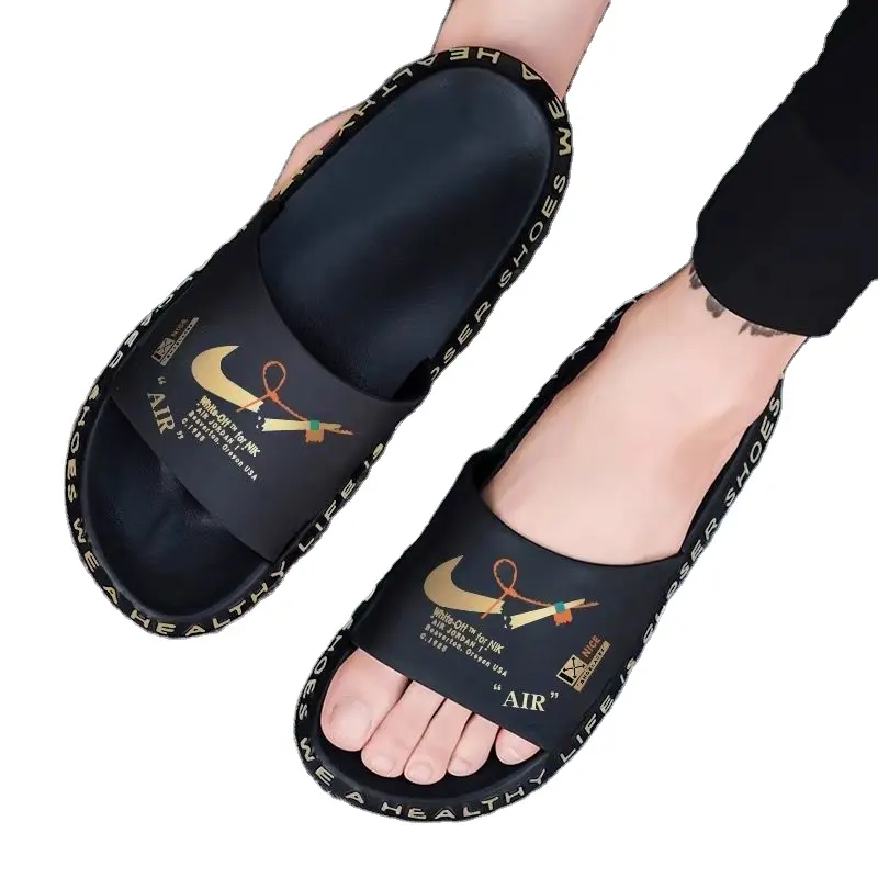 Women's Slippers — baskets de marque pour hommes, claquettes de styliste à la mode pour l'extérieur, semelles plates antidérapantes, sandales pantoufles d'air pour hommes, collection 2021