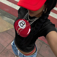 T-shirt imprimé Y2K mignon et tendance pour femme, nouvelle collection, manches courtes, décontracté, style streetwear cool, style européen, crop top tendance