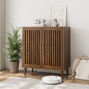 Aparador de Madera con Puertas con Rejillas, Mueble de Almacenamiento para Cafetería, para Sala de Estar y Cocina - Product Image 1