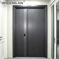 Puerta de Entrada Frontal de Aluminio Insonorizada de Tamaño Personalizado Rogenilan, Puertas de Seguridad Antirrobo para Exteriores para Viviendas