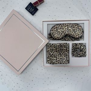 Leopard Print Satin <b>Sleep</b> Set <b>Mask</b> Hair Scrunchy Headband Soft Eye Cover for Travel, Nap & Night Sleeping - Product Image 4