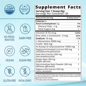 OEM Gut Powder Super Gut Powder con L-Glutamina, Prebiótico, Regaliz y Corteza de Olmo Resbaladizo para la Salud Intestinal - Product Image 2