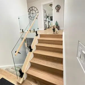 Glass Modern Stairs Glass Handrail Balustrade Stainless Steel Adjustable Angle Glass Spigot