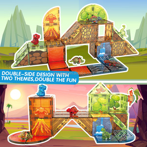 Juego de 79 Piezas de Bloques Magnéticos de Construcción de Dinosaurios, Mundo de Dinosaurios de Lava, Juguetes de Construcción de Animales para Niños Pequeños - Product Image 3