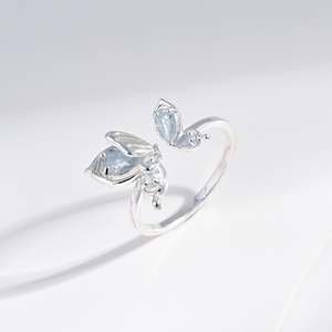 custom plata 925 sterling <b>Silver</b> butterfly gemstone <b>ring</b> fashion gold plated engagement <b>adjustable</b> star finger <b>rings</b> for woman - Product Image 3