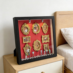 Mini Museo: Marco de Fotos Rectangular Negro Vintage Hecho a Mano de MDF para Exhibición de Retratos, Decoración Artesanal DIY - Product Image 2