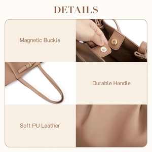 Sac fourre-tout élégant en cuir PU avec insert organisateur en feutre, design géométrique et grande capacité pour le travail, les voyages et l'usage quotidien - Product Image 5