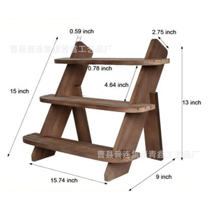 Wooden Tiered <b>Shelf</b> 3 Floors <b>Desktop</b> Display Rack For Succulents And Decor - Product Image 4