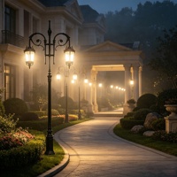 Lampadaire classique européen antique, étanche IP65, LED, en aluminium, pour cour, extérieur, éclairage LED de jardin