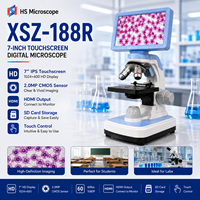 Microscope biologique numérique HS XSZ-188R, écran tactile 7 pouces, caméra CMOS 2MP, objectif achromatique, éclairage LED, IP55, USB