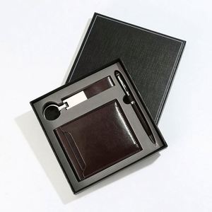 Lote de 3 Llaveros de Cuero PU Personalizados con Logotipo, Porta Tarjetas de Visita, Juego de Llaveros con Caja de Regalo Empresarial - Product Image 1