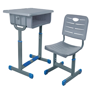 Meubles de classe scolaire modernes, ergonomiques et écologiques, table en plastique avec cadre en métal, réglable en hauteur, ensemble table et chaise individuels - Product Image 1