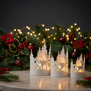 Últimos modelos en oferta: Portavelas votivas de hierro con diseño de Papá Noel, hechos a mano, duraderos, para decoración navideña del hogar 2026 - Product Image 1