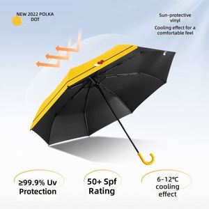 Paraguas Pequeño de Estilo Fresco para Mujer, Doble Uso, Lluvia y Sol, Plegable, Revestimiento Negro Engrosado, Protección UV - Product Image 4