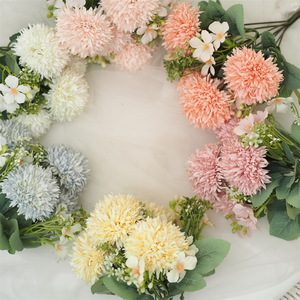 Spring <b>Artificial</b> Dandelion Ball Bouquet 7 Fork <b>Hydrangea</b> Chrysanthemum Single Stem Flower Desktop Decor Accessories - Product Image 2