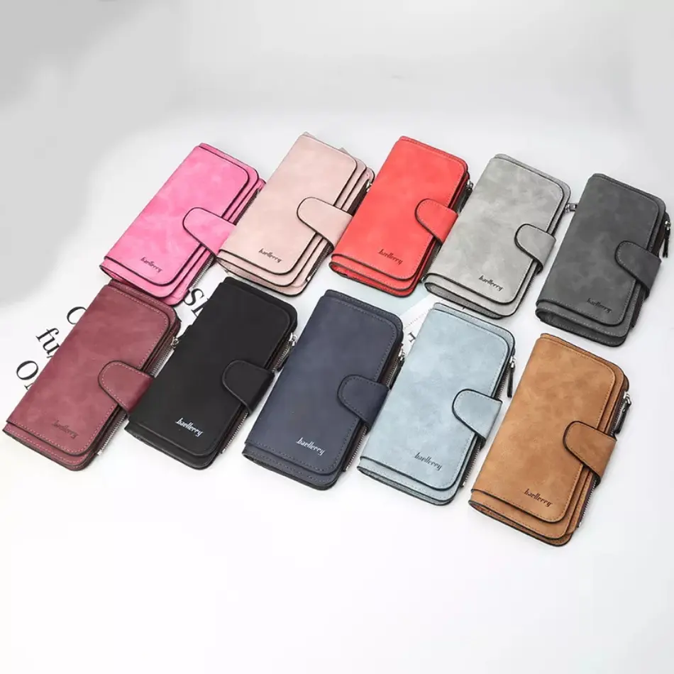 Дизайнерские кошельки baellerry от известных брендов, длинный замшевый женский бумажник из искусственной кожи тройного сложения, с rfid-защитой и застежкой на молнии для телефона