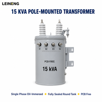 Transformateur monophasé LEINENG monté sur poteau 3-50 kVA, faible bruit, bobine en cuivre, immergé dans l'huile, 7200 V, 120/240 V, pour village rural