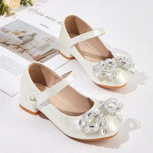 <span class=keywords><strong>Scarpe</strong></span> Estive da <span class=keywords><strong>Bambina</strong></span> con Fiocco di Cristallo, <span class=keywords><strong>Tacco</strong></span> Basso in Pelle PU per Matrimoni e Feste - Product Image 1