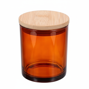 Frascos de velas de vidrio vacío esmerilado de lujo personalizados al por mayor para la fabricación de velas tarro de vela único ámbar - Product Image 1