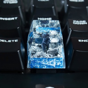MINI PLANET Capuchons de touches créatifs en résine imprimés en 3D personnalisés pour les commutateurs MX Clavier mécanique Thème de <span class=keywords><strong>destruction</strong></span> urbaine fait à <span class=keywords><strong>la</strong></span> main - Product Image 4