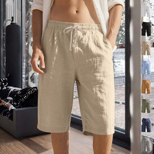 2025 New Men's <b>Low</b> <b>Waist</b> Cropped Worsted <b>Shorts</b> Casual Elastic Drawstring Straight Leg Solid Color Breathable Anti-Wrinkle Quick - Product Image 3