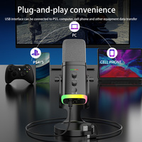 Microphone à condensateur dynamique YU8 avec éclairage RGB, suppression du bruit, 48V, léger, filaire, type-C, pour streaming en direct, jeux et enregistrement