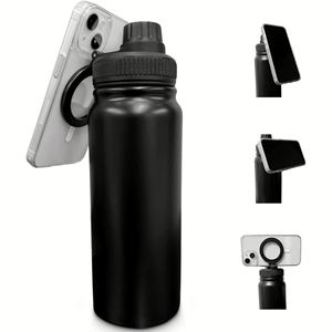 Bouteille d'eau isotherme en acier inoxydable avec logo couleur personnalisé, support magnétique pour téléphone, trépied, compatible eau chaude, grande capacité, haut de gamme - Product Image 3