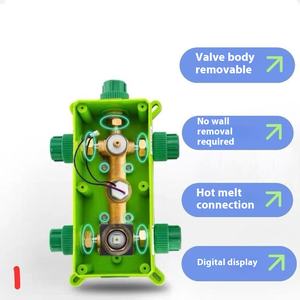 Grifo de ducha oculto de cobre, <span class=keywords><strong>cascada</strong></span> gris integrada, pantalla Digital en <span class=keywords><strong>la</strong></span> pared, refuerzo de baño pulido, uso doméstico suave - Product Image 2