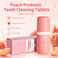 Tablettes de dentifrice au bicarbonate de soude saveur pêche personnalisées OEM avec probiotiques pour l'hygiène buccale et granulés de rinçage buccal