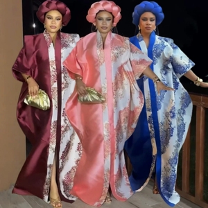 <span class=keywords><strong>Robe</strong></span> africaine de luxe J73 grande taille pour femme, vêtement ample à manches mi-longues, imprimé, style <span class=keywords><strong>Boubou</strong></span> Femme Dashiki avec foulard - Product Image 1