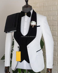 Costumes Homme de <span class=keywords><strong>Mariage</strong></span> <span class=keywords><strong>et</strong></span> Fête, Col en V, Coupe Ajustée, 3 Pièces pour Marié ou Affaires, <span class=keywords><strong>Blanc</strong></span> Brillant <span class=keywords><strong>et</strong></span> <span class=keywords><strong>Noir</strong></span>, Réf. MS615 - Product Image 4