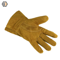 Gants de soudeur professionnels en cuir de vachette EN388 EN407, entièrement doublés, dorés, longs, 16 pouces