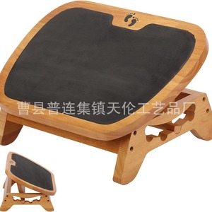 Wooden footstool, ergonomic desk footstool, <b>bamboo</b> adjustable height step <b>stool</b> for office improvement - Product Image 4