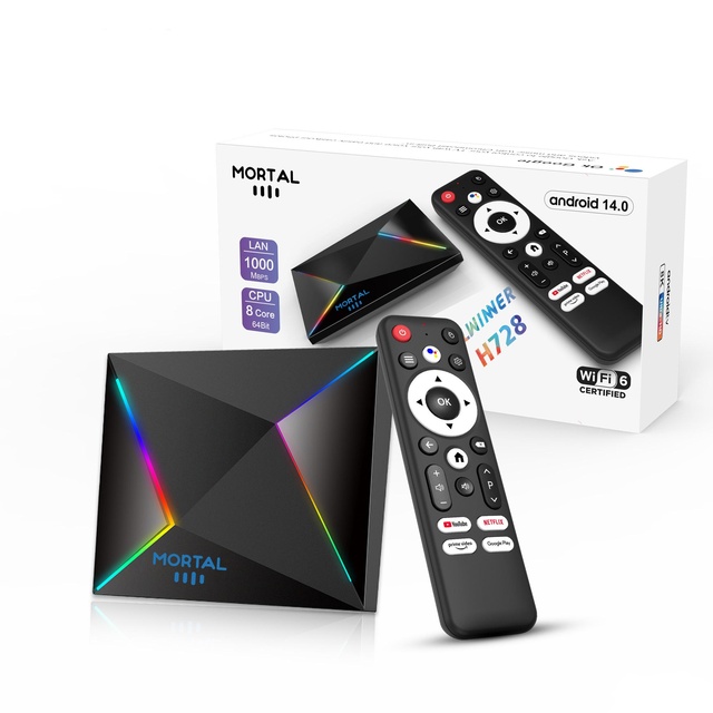 T9 Smart TV Box Android 14 4GB RAM WIFI 6 8K HD Allwinner H728 Full HD Dual-Frequency WiFi6 with Voice Remote Control TV Box