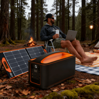 Station d'alimentation portable pour le camping, générateur solaire à onde sinusoïdale pure 500W, batterie lithium-ion, lampe torche, charge sans fil, compatible voiture