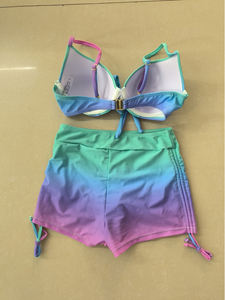 مخزون من لونين طباعة Underwire رفع ملابس السباحة النساء Boyleg قصيرة بيكيني ملابس السباحة - Product Image 5